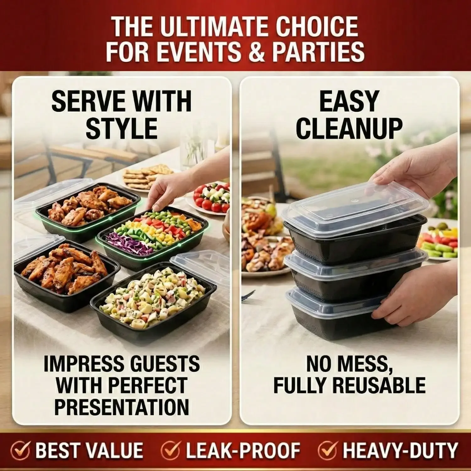 10/100 unidades de recipientes - Meal Prep Kitchen reseña y precio